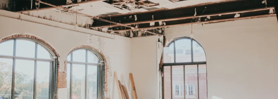 Teilrenovierte Altbauwohnung mit offenen Decken und sichtbaren Fenstern